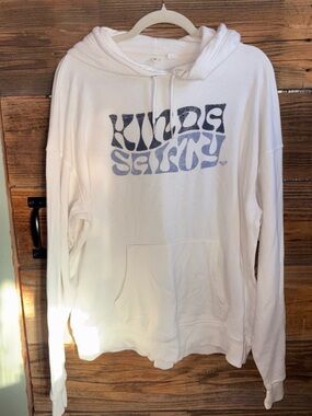 White Hoodie with 'Kinda Salty' Graphic